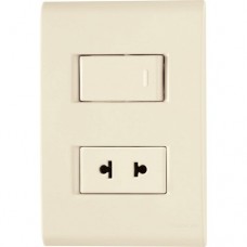 Placa + 1 Interrup. Simple + 1 Toma 2P 10-15A Beige LIZ xUn.