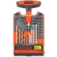 Juego de puntas y mechas 50 piezas. con Mango crique. Black+Decker