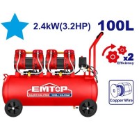 Compresor de Aire sin aceite 100Ltrs. 3.2HP/2.4kW. Emtop