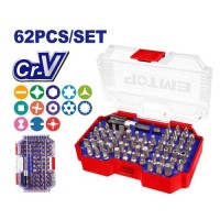 Juego de Puntas CrV. 62pzas. Estuche Plastico. Emtop