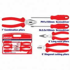 Juego de pinzas + destornilladores. 5pzas. Emtop