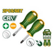 Juego destornilladores Cortos 2pzs. +/- CrV Jadever Colgador